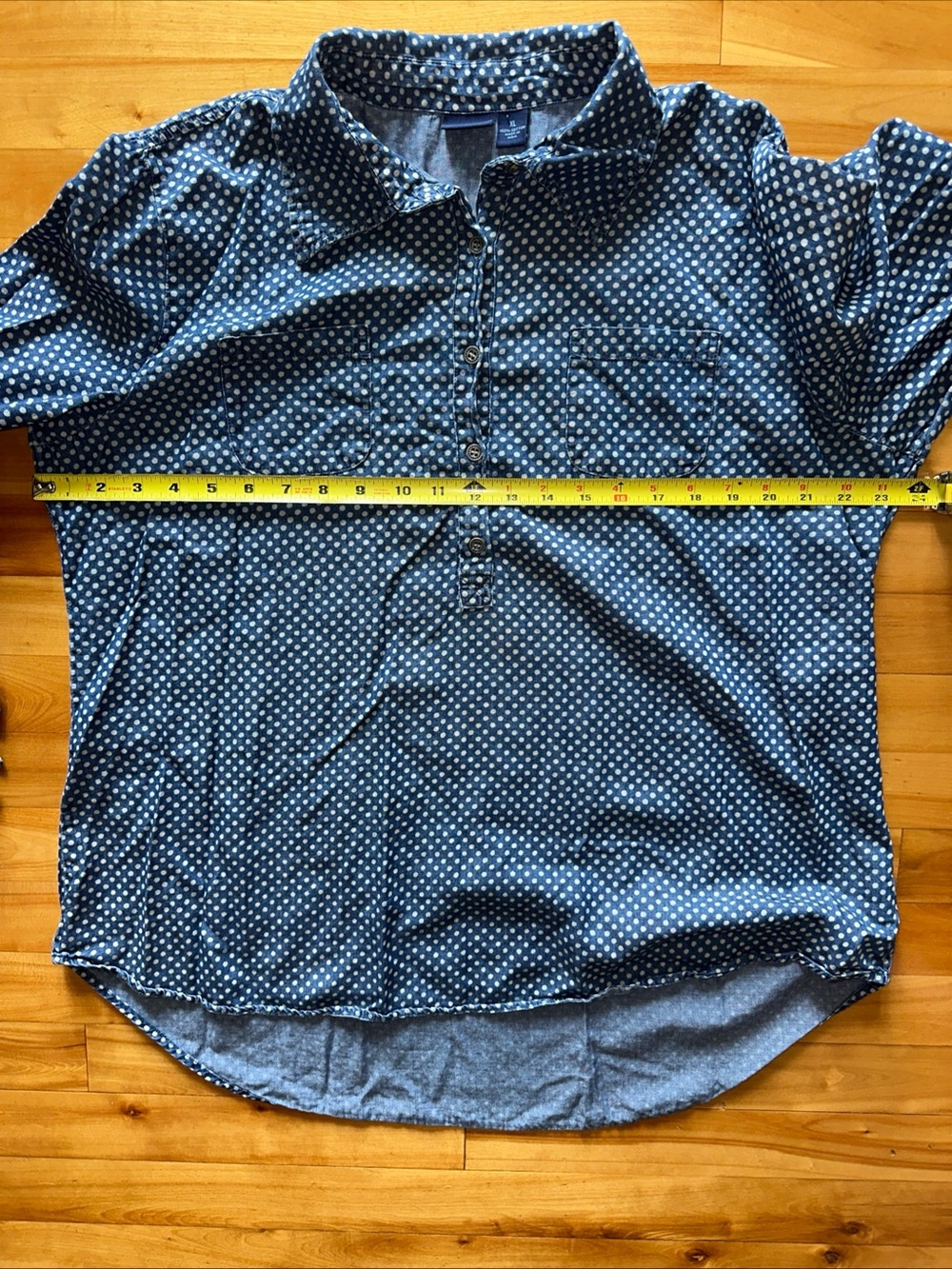 Westbound 100% Cotton Polka Dot Popover Tunic Shirt Blue White Women’s XL - Picture 7 of 11